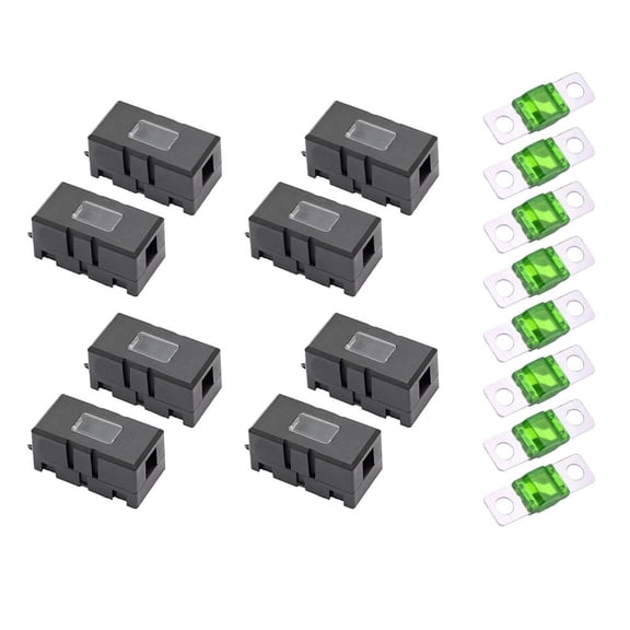 Medium Automotive Fuse Holder Set Flame-Retardant Nylon Viewing Window 30A-125A ANS Fuses Electrical System Protection Fits Cars Trucks for Hybrid Vehicles