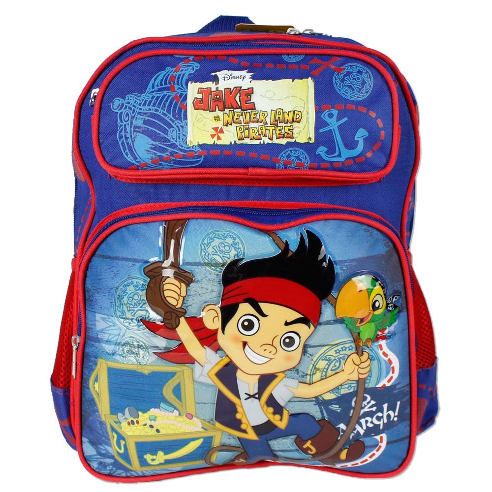 Medium Backpack Jake Neverland Pirates Blue Red School Bag New Medium Backpack Jake Neverland Pirates Blue Red School Bag New