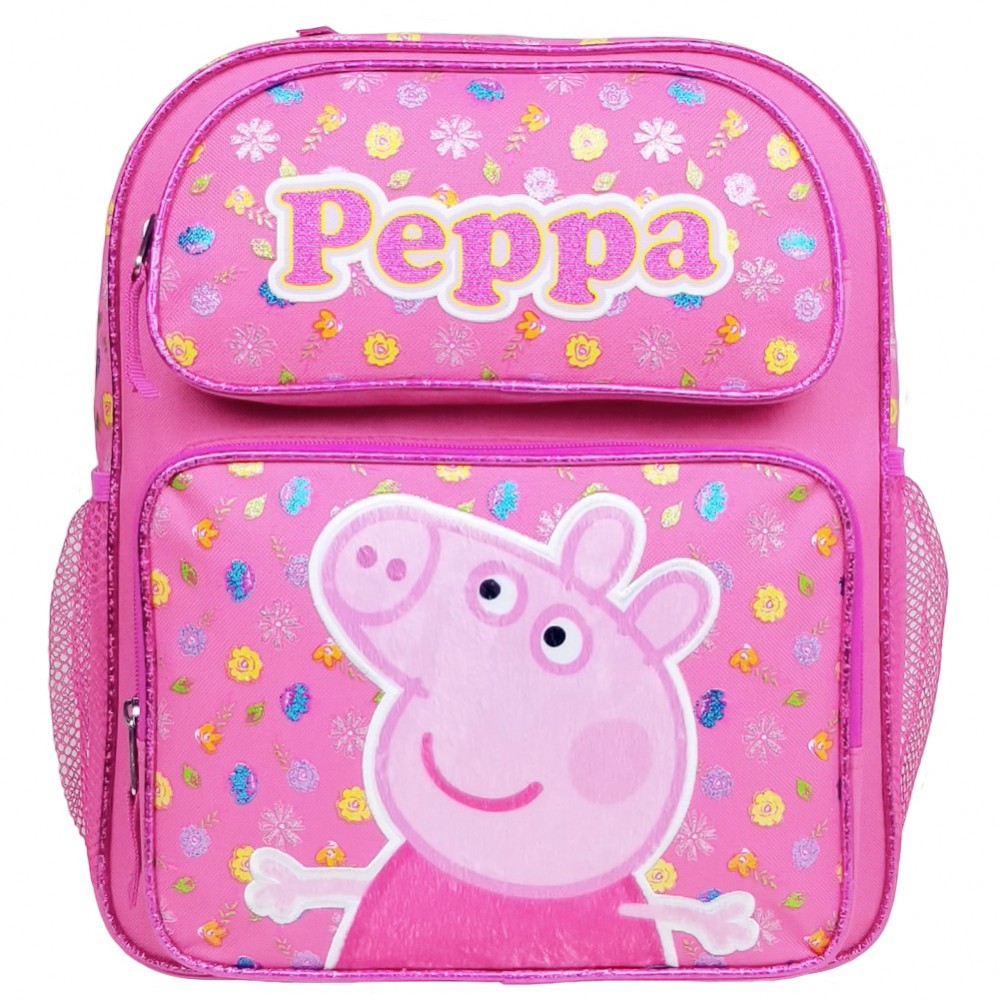 Medium Backpack - Peppa Pig - Pink Flowers All Round 14" PI47117 - image 1 of 3