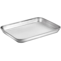 Medium Baking Sheet Stainless Steel Cookie Sheet Baking Pan Rectangle 10.5''x8''x1'', Oven & Dishwasher Safe -Half Size