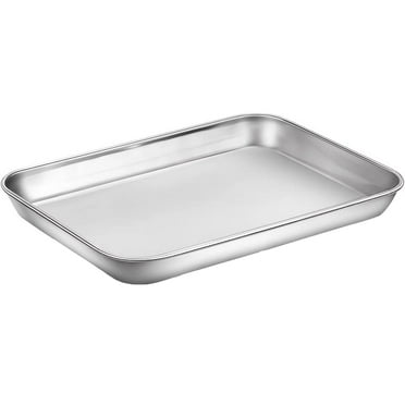 Medium Baking Sheet Stainless Steel Cookie Sheet Baking Pan Rectangle 10.5''x8''x1'', Oven & Dishwasher Safe -Half Size