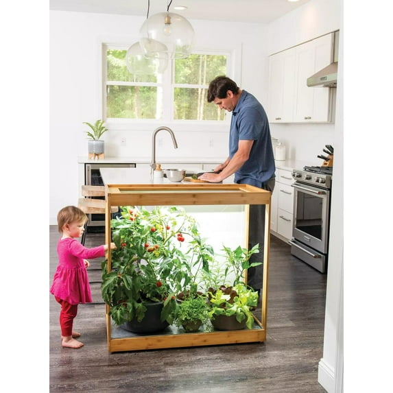 Medium Bamboo LED Grow Light Garden