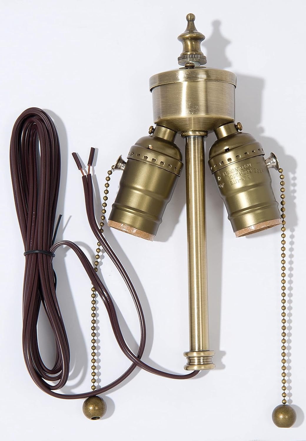Medium Base E26 Two Light Pull Chain Lamp Cluster with Leads