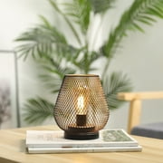 Medium Battery Powered Outdoor lantern, Cordless Metal Lamp with LED Edison Bulb (Bronze)