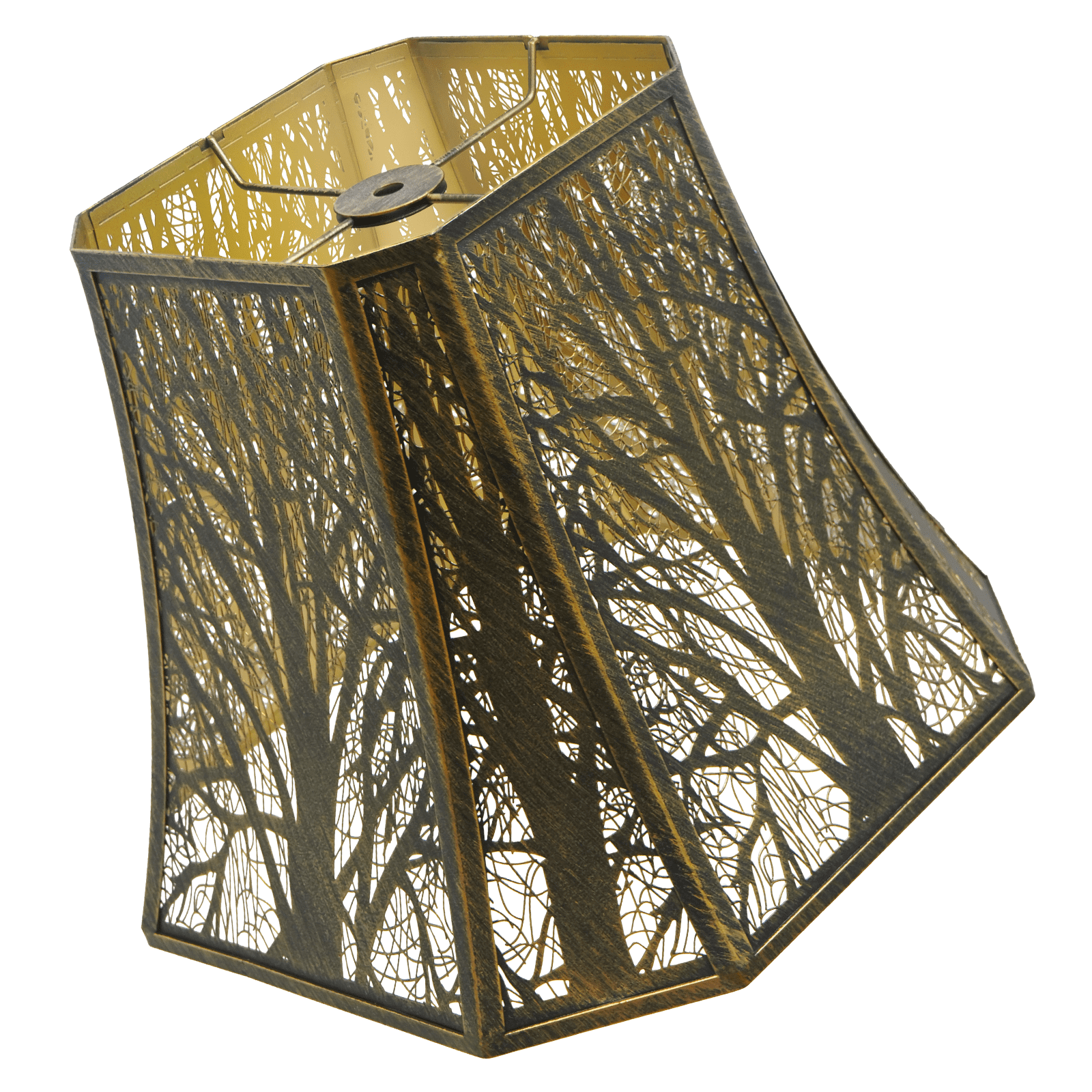 Medium Bell Lamp Shades For Floor Lamp Shade,AEELLEEA Metal Square Lampshade For Table Lamps with Tree Pattern 7x12x10.5"H Spider Bronze Lamp Cover