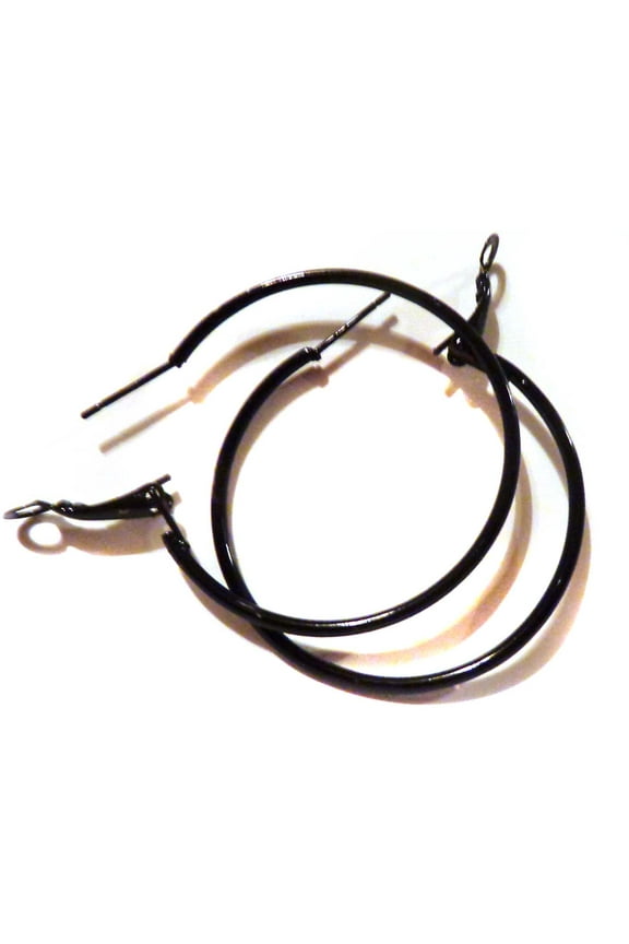 Medium Black Hoop Earrings 1.5 inch Hoops Thin Hoop Earrings