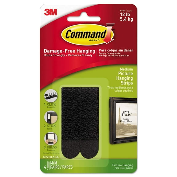 Command Picture Hanging Strips Medium - Black - 12 lb Capacity