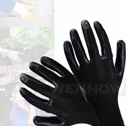Medium Black Rubber Coated Comfortable Flexible Breathable Work Glove