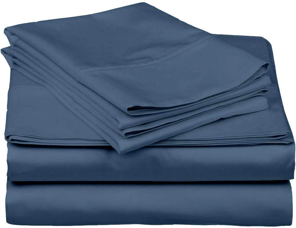 Medium Blue Solid Queen (60"x 74") Size Sleeper Sofa Bed Sheet Set