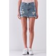 thumbnail image 1 of Medium Blue Washed Denim Ripped High Waist Raw Hem Detail Mini Skirt S, 1 of 4
