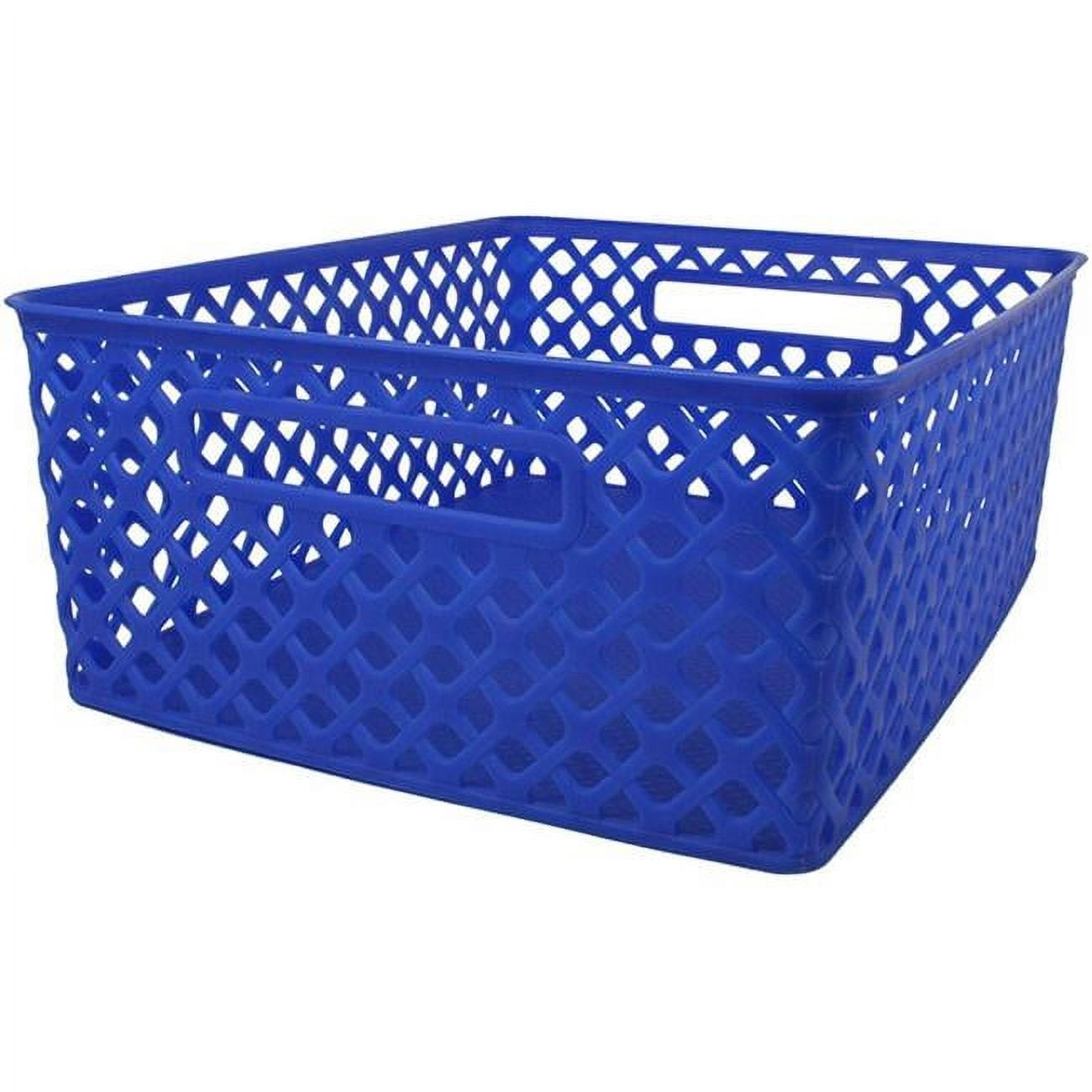 Medium Blue Durable Plastic Woven Storage Basket