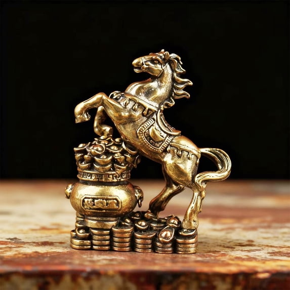 Medium Brass Horse Sculpture - Detailed Copper Alloy Art Piece - Classic Home Decor Oranment - Perfect For Shelf Display And Workspace