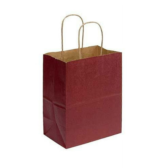 Medium Brick Red Paper Shopping Bags - 8 L x 4 D x 10 H - Case of 100- Bags with Handles - Premium Paper Shopping Bags for Retail - Shopping Bags with Handles - Multiuse Paper Retail Bags