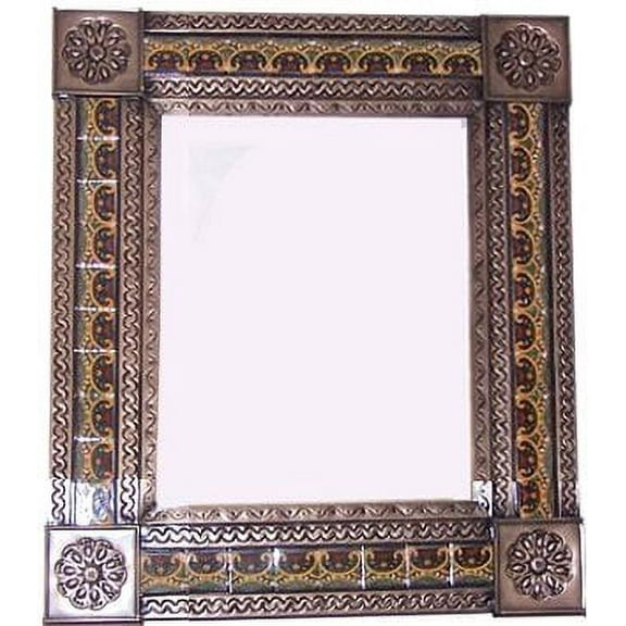 Medium Brown Greca C Mexican Tile Mirror