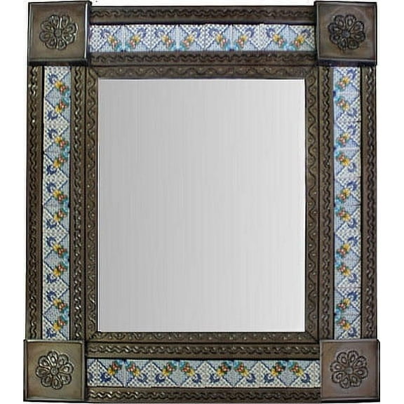 Medium Brown Mesh Tile Mexican Mirror