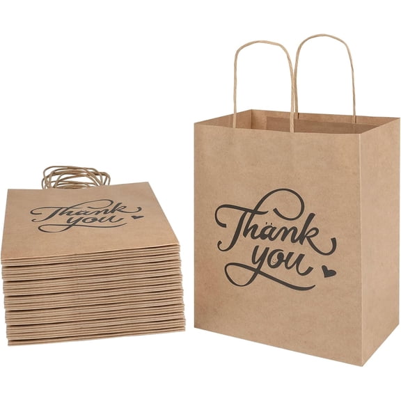 Medium Brown Paper Gift Bags with Handles, Kraft Paper Bags