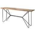 thumbnail image 1 of Medium Brown Solid Acacia Wood Console Table With Solid Iron Base., 1 of 2