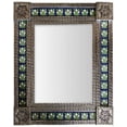 thumbnail image 1 of Medium Brown Three-Lily Mexican Talavera Tile Mirror, 1 of 2