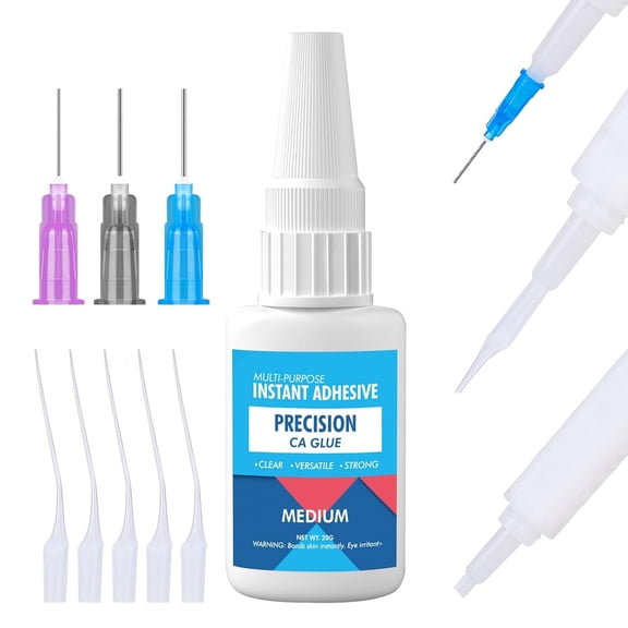 Medium CA Glue Adhesive for Metal and Stones - Quick Dry Model Adhesive With Precision Microtips Applicators for Jewelry Making, Repairing Ceramic, Hobby Crafts