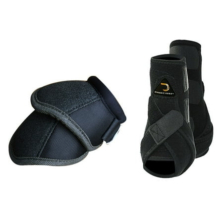 Medium Cactus Dynamic Edge Horse Front Sport Bell Boots Pair Combo Black