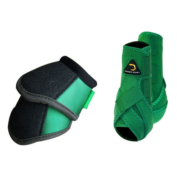 Medium Cactus Dynamic Edge Horse Front Sport Bell Boots Pair Combo Green