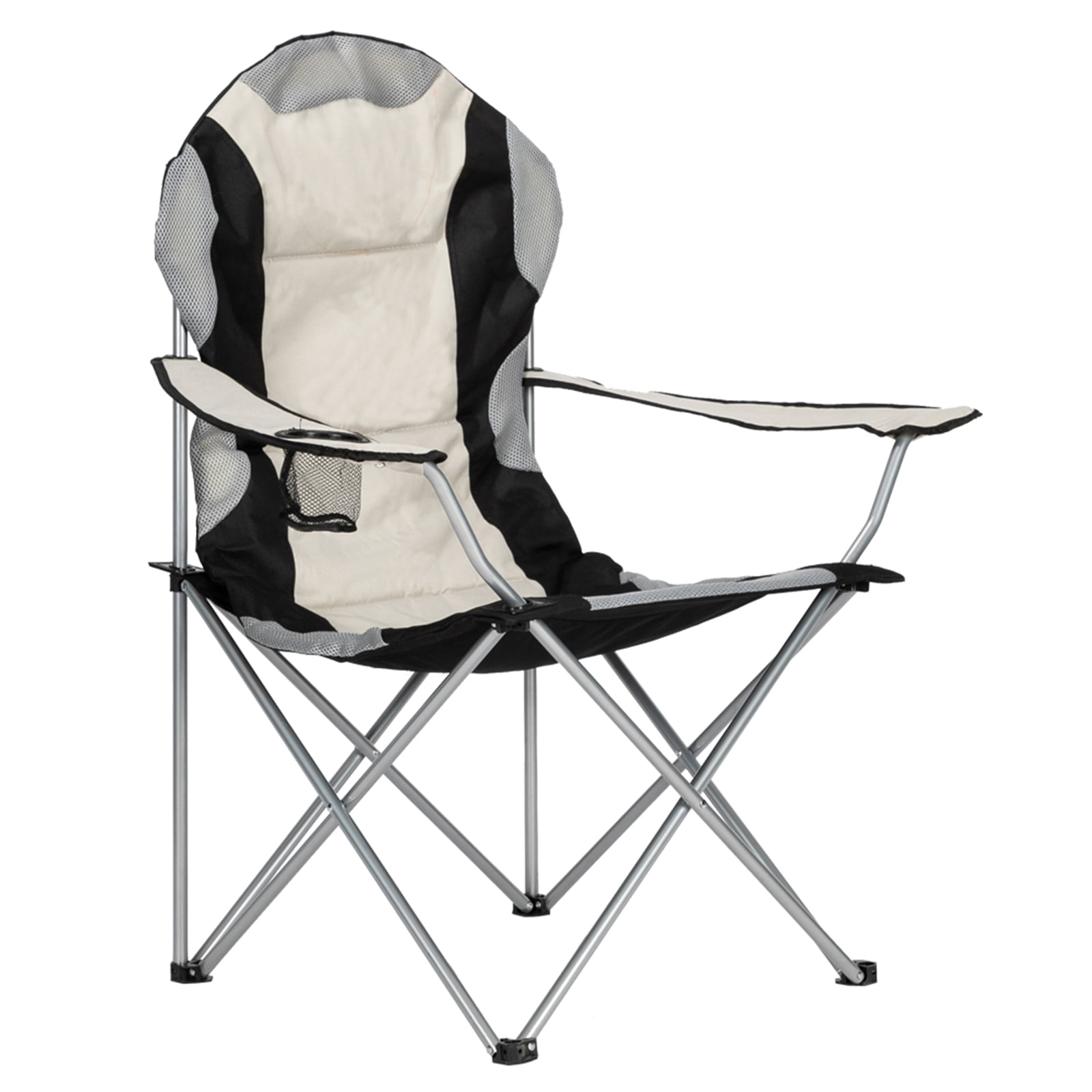 Medium Camping Fishing Chair - Foldable, Durable & Anti-Fouling Black White