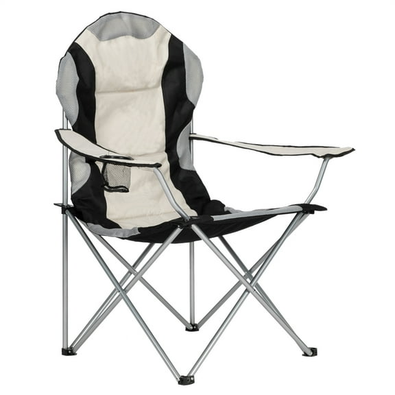 Medium Camping Fishing Chair - Foldable, Durable & Anti-Fouling Black White