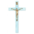 thumbnail image 1 of Medium Catholic Blue Pearlized Crucifix, for Home, Office, Over Door, 1 of 5