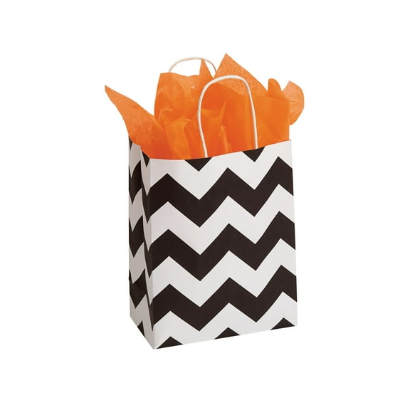SSWBasics Medium Classic Chevron Paper Shopping Bags - Case of 100- Bags with Handles - Premium Paper Shopping Bags for Retail - Shopping Bags with Handles - Multiuse Paper Retail Bags