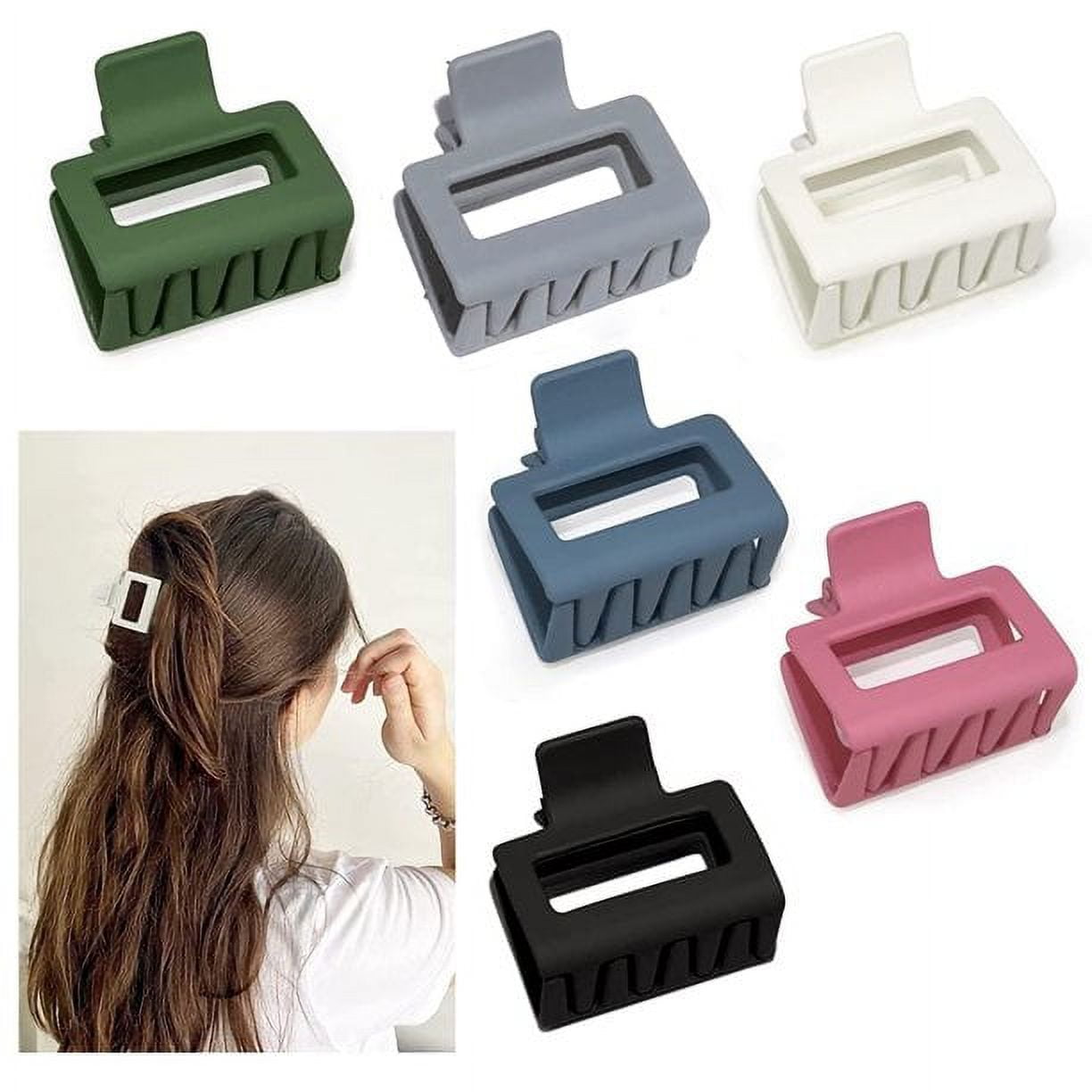 Medium Claw Hair Clips for Women Girls, 2 Matte Rectangle Small Hair Claw  Clips for Thin/Medium Thick Hair, Cute Hair Jaw Clips Nonslip Clips -  6count(Multi color) 