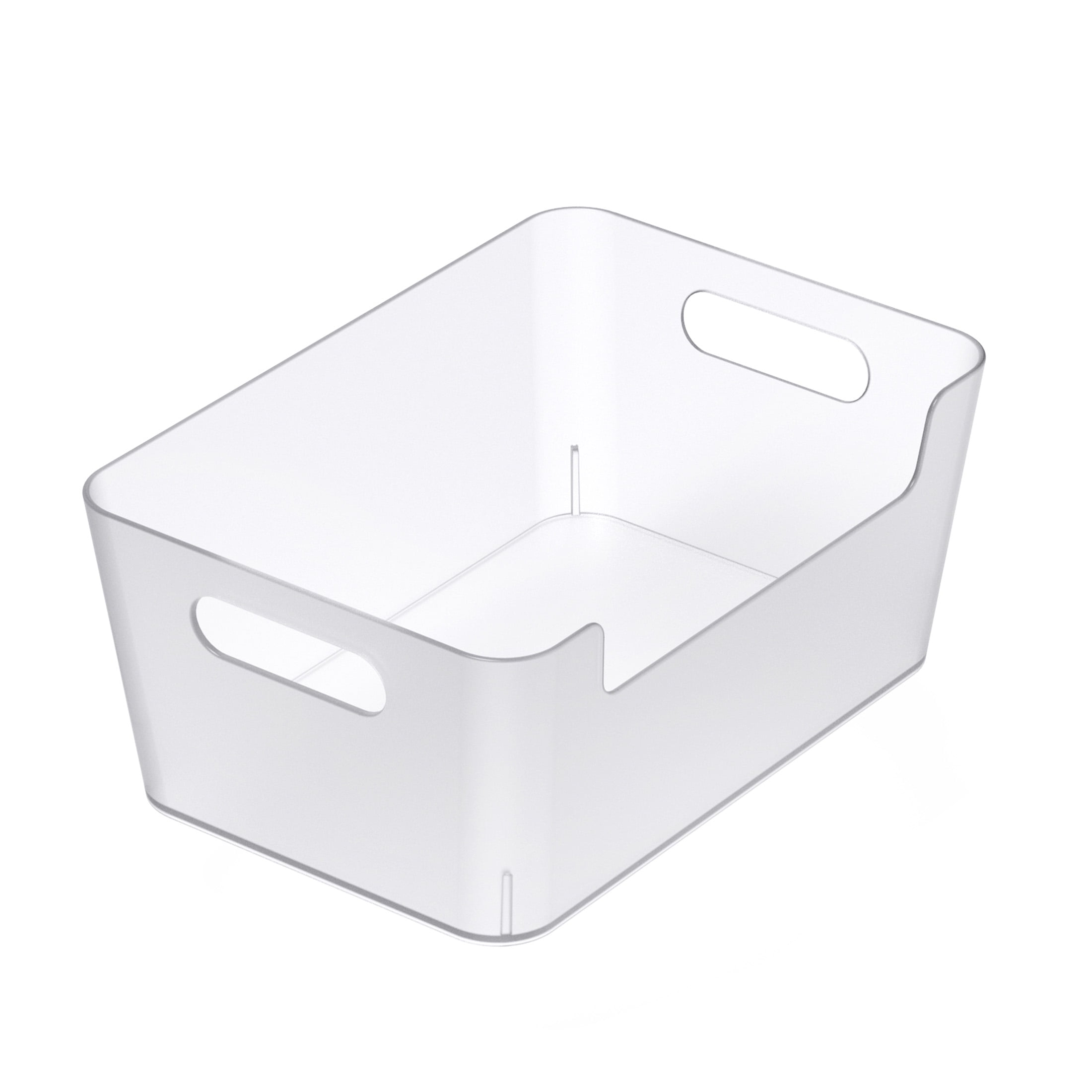 Medium Clear Plastic Storage Bin with Built-In Handles