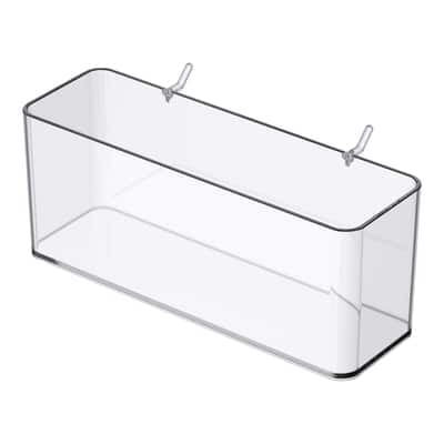 Medium Clear Pegboard Storage Bins by Simply Tidy – 8" Plastic Organizer Bins with Hook Attachment for Pegboards & Carts - 12 Pack
