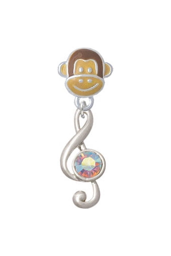 Medium Clef with AB Crystal - Monkey Face Charm Bead