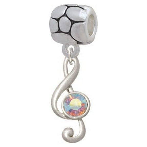 Medium Clef with AB Crystal - Pebble Charm Bead