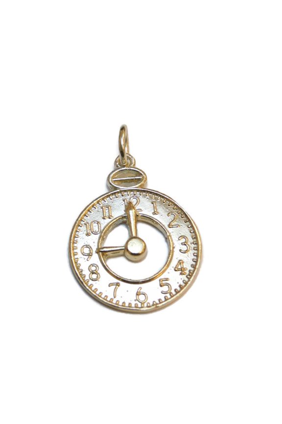 Medium Clock #8 Pendant 14k Yellow Gold!!