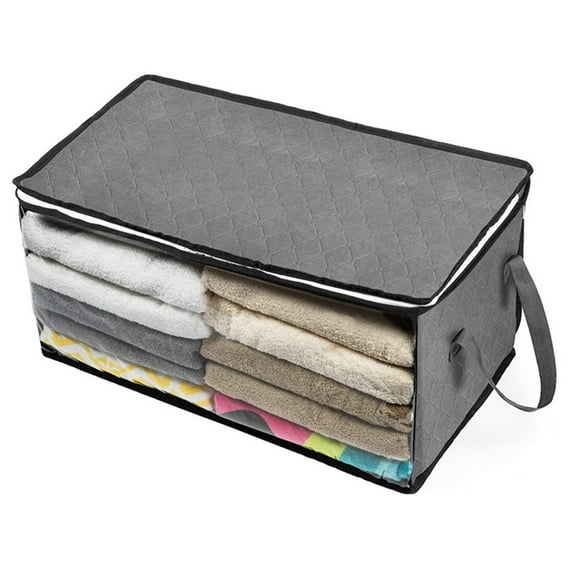 Medium Clothes Storage Bag, Clear Window Thick Nonwoven Fabric Under Bed Storage Packing Organizers, Blanket Bag Storage Box with Zipper, Foldable Storage Bin
