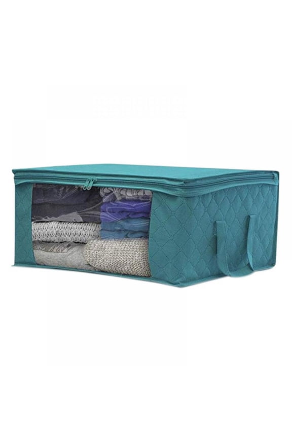 Medium Clothes Storage Bag Organizer ,Foldable with Sturdy Zipper, Clear Window, Reusable and Sustainable