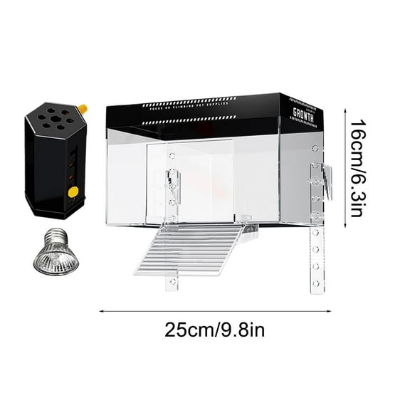 Medium Complete Turtle Habitat with Basking Light, Glass Terrarium with Sunbathing Platform for Aquatic Reptiles and Amphibians