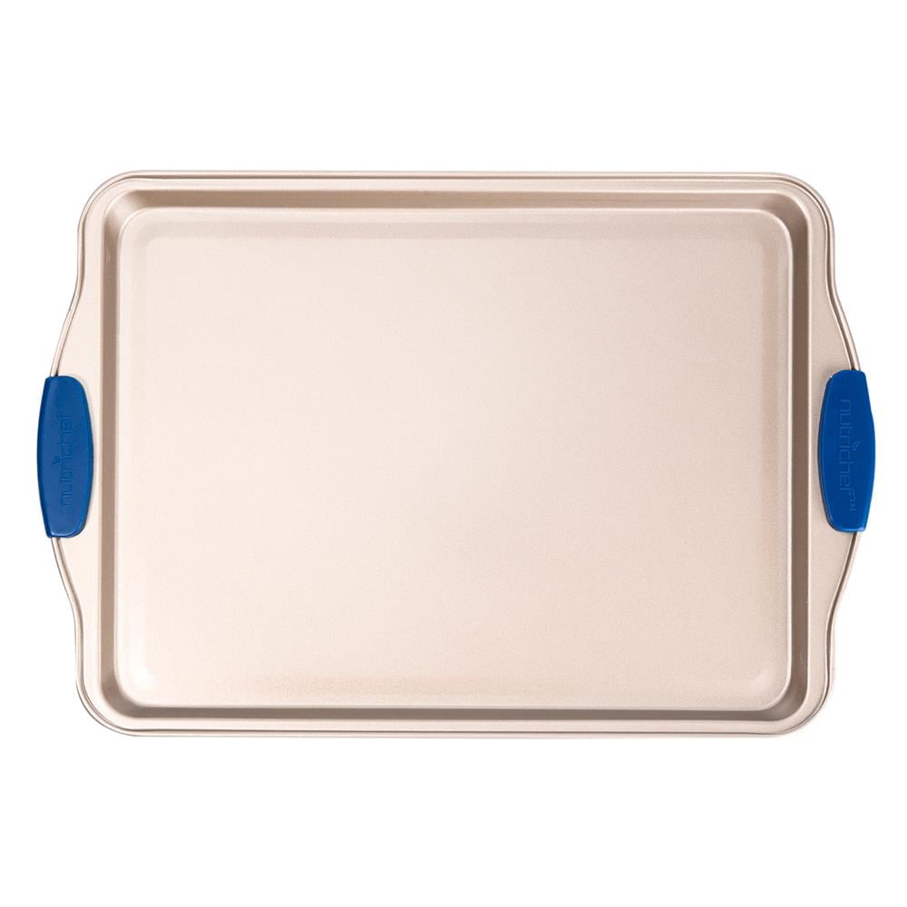 Medium Cookie Sheet - Kitchen Oven Baking Pan with Blue Silicone Handles, Compatible with Models: NCSBSG63, NCSBSG60 (Gold)