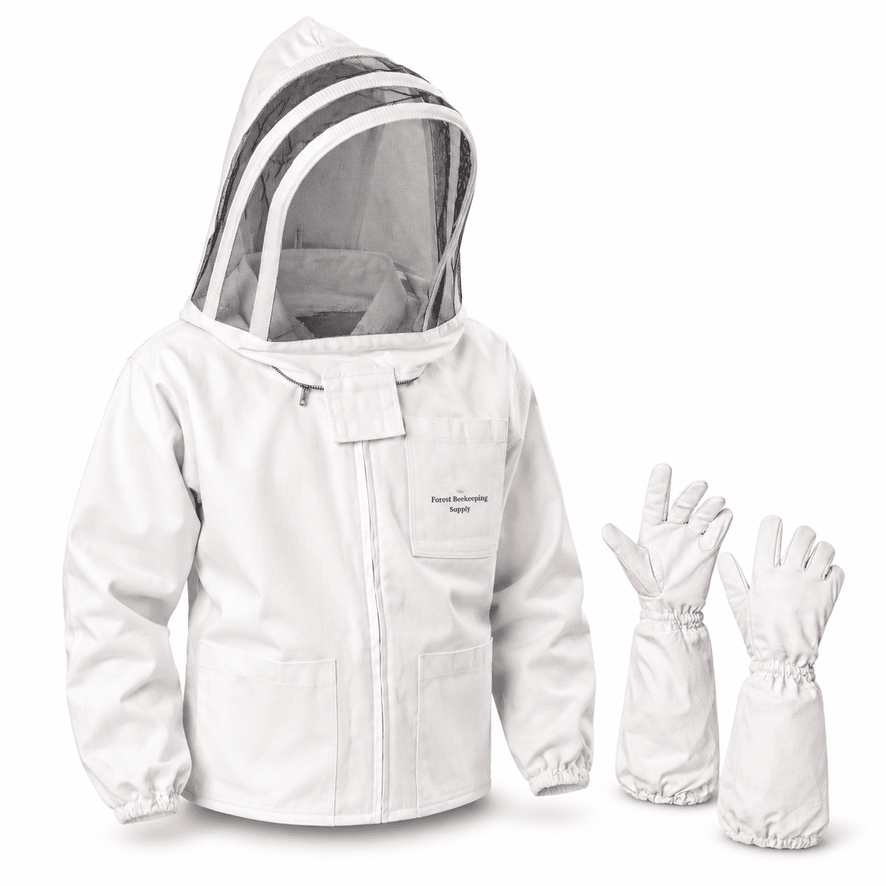 Medium Cotton Beekeeping Jacket with Veil and Gloves for Forest Apiary ...