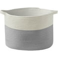 thumbnail image 1 of Medium Cotton Rope Storage Basket Bin with Handles, 14"L x 12"W x 10"H, Baby Nursery Laundry Basket Hamper, Toy Storage Basket, 1 of 6