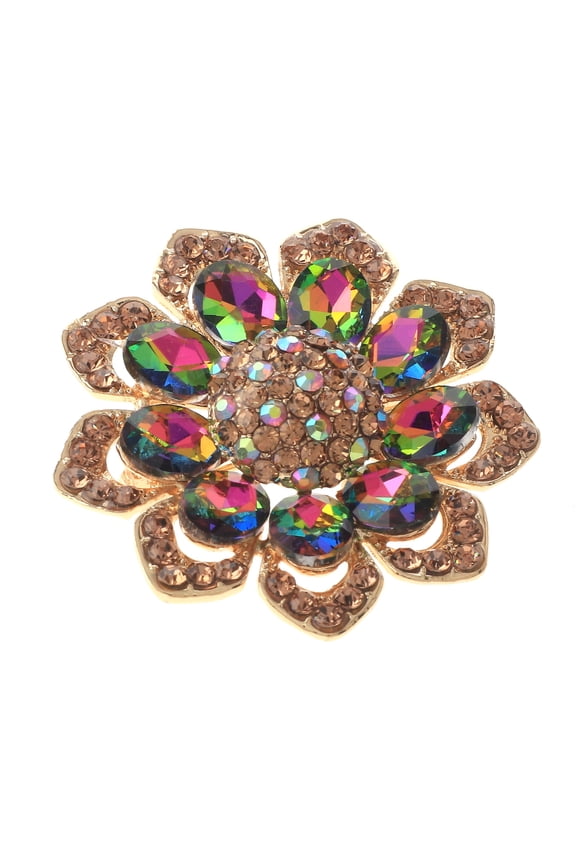 Medium Crystal Flower Brooch