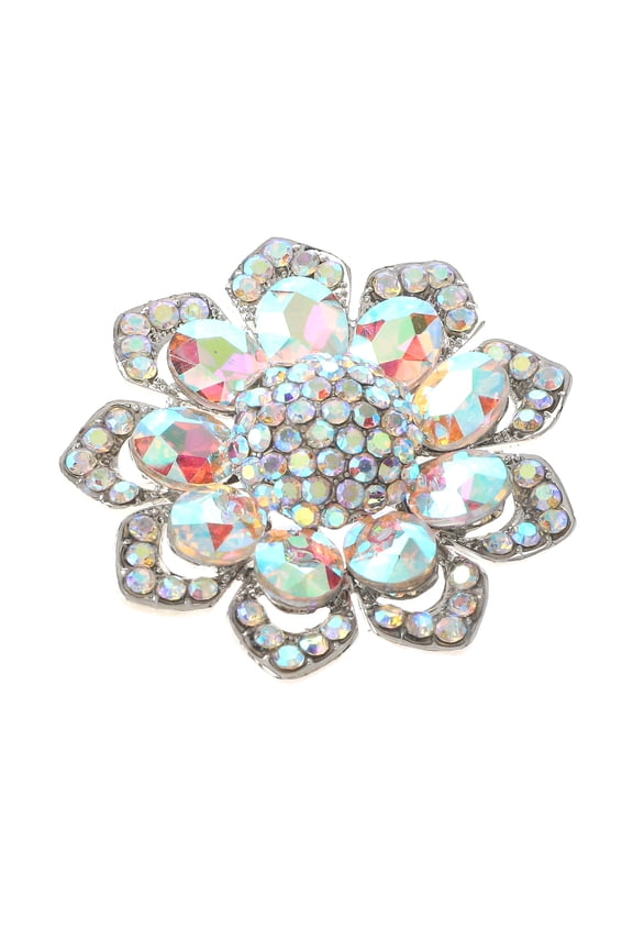 Medium Crystal Flower Brooch