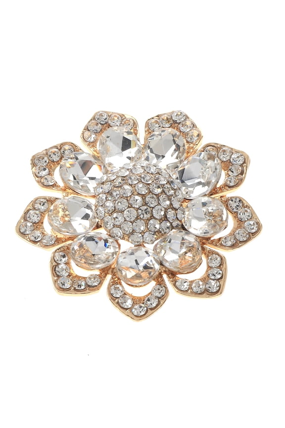 Medium Crystal Flower Brooch