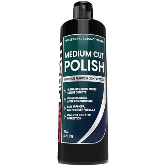 Medium Cut Polish -  Scratch Remover & Swirl Remover - Polishing Compound Restores Gloss & Clarity - -Step  Correction Polish for Hand or DA Polisher - 16 oz
