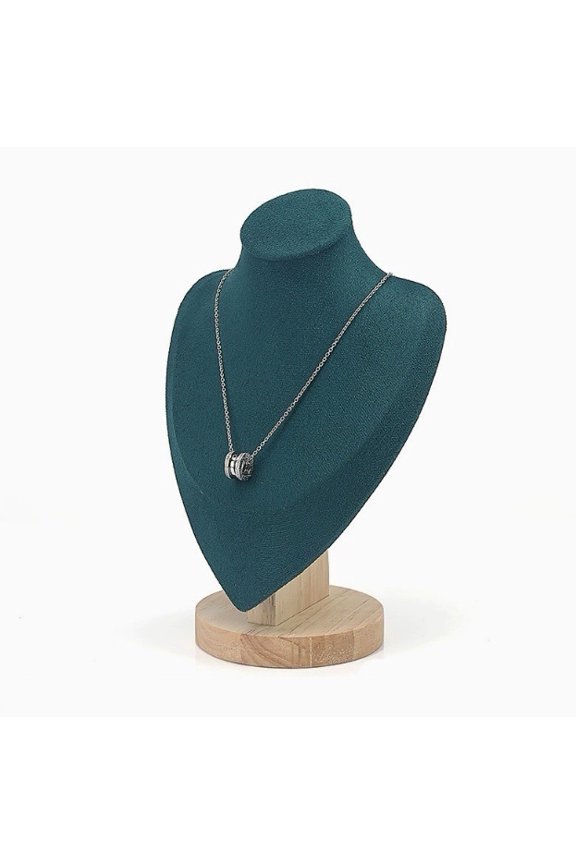 Medium Dark Green Jewelry Display Stand for Necklaces and Pendants - Elegant Neck Mold Model Storage Rack