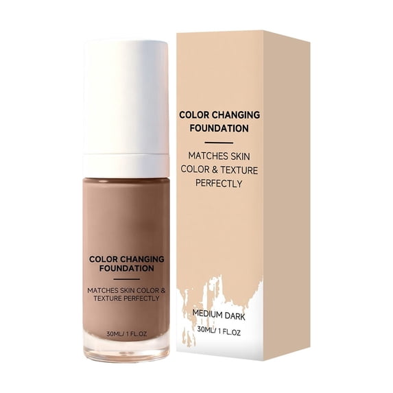 Medium Deep Tone Color Changing Foundation, Warm, Waterproof, Non Greasy, Long Lasting, 30ml