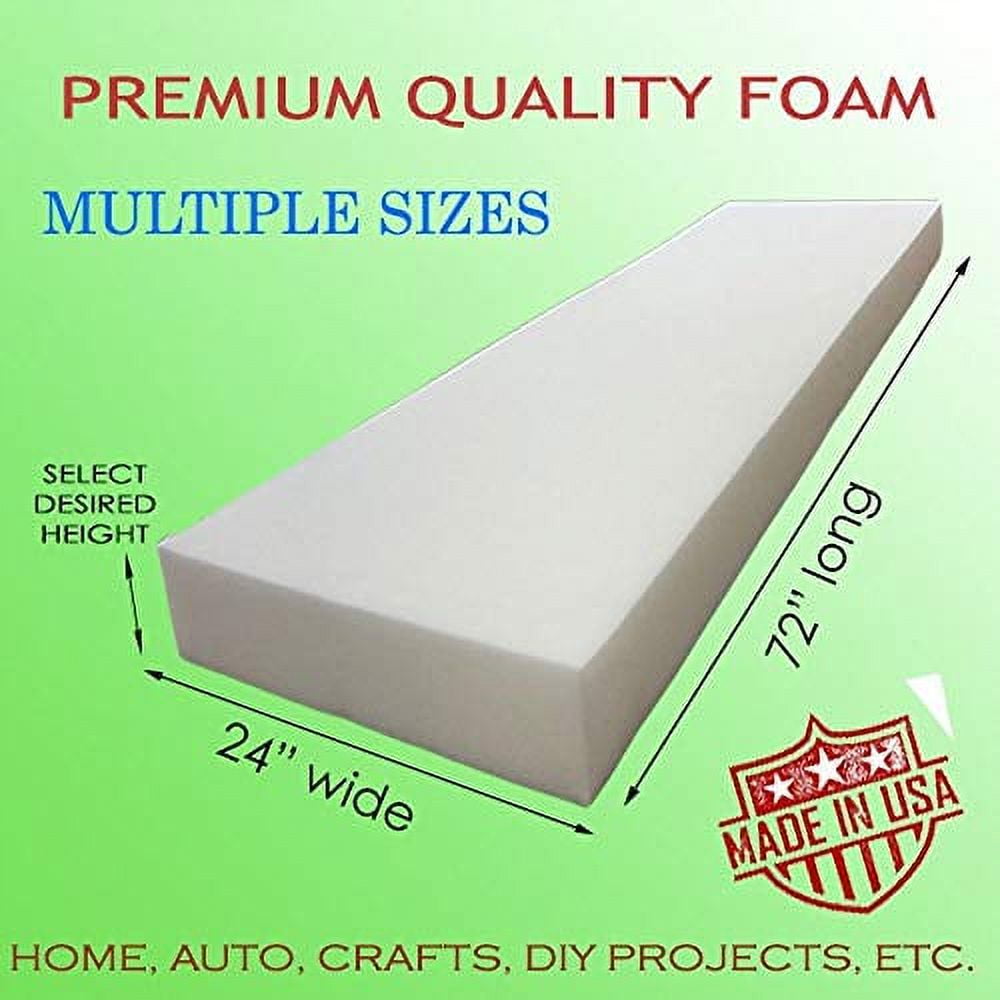 GoTo Foam Upholstery Cushion - 2"x30"x72" Semi-Firm (35 ILD) Polyurethane Foam Made In USA - View #9