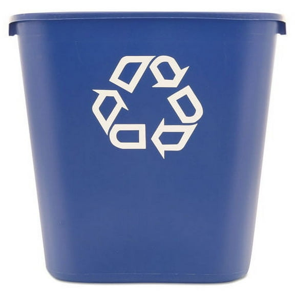 Medium Deskside Recycling Container, Rectangular, Plastic, 28.13 Qt, Blue | Bundle of 5 Each