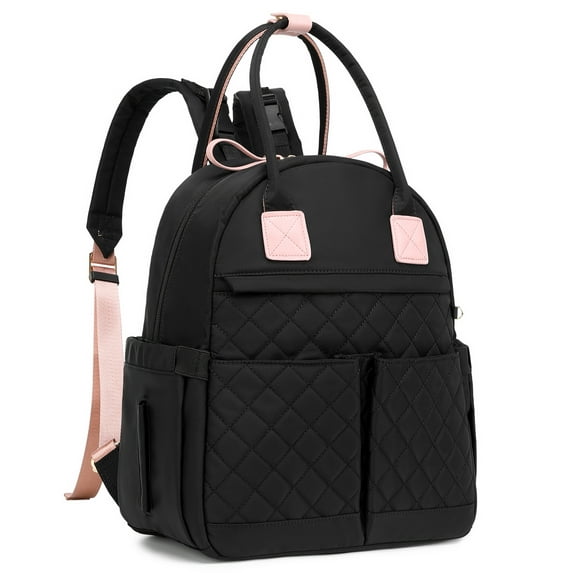 Medium Diaper Bag Backpack with Stroller Buckle, Water-Resistant Cute Diaper Tote with Insulated Pockets